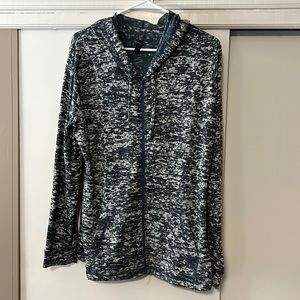 Lightweight Mountain Hardwear zip up hoodie jacket. Size Large. Grey and Black.